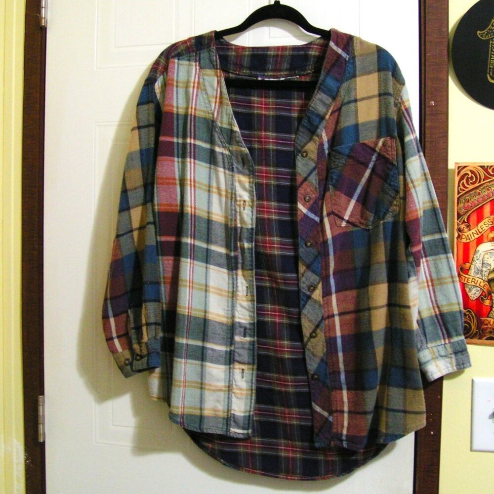 PLAID FLANNEL SHIRT M